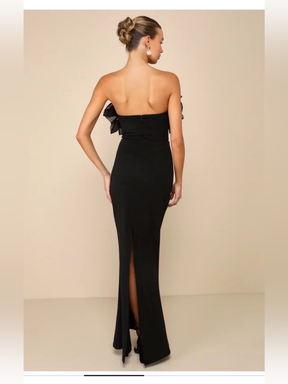 Lulu's Black Ruffle Strapless Maxi Dress - Picture 2 of 6